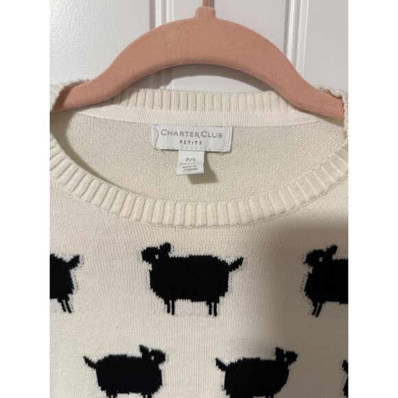 Vintage Y2K Charter Club Black Sheep Sweater Preppy Size Small Petite - Picture 3 of 4